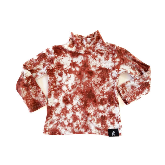 RTS Mock Neck Rib Top - Rust Tie Dye