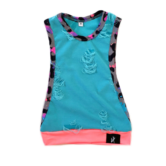 RTS Distressed Deep cut Muscle Tank - Blue