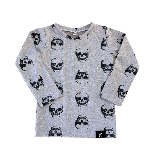 RTS Heather Grey Skulls LS Tee